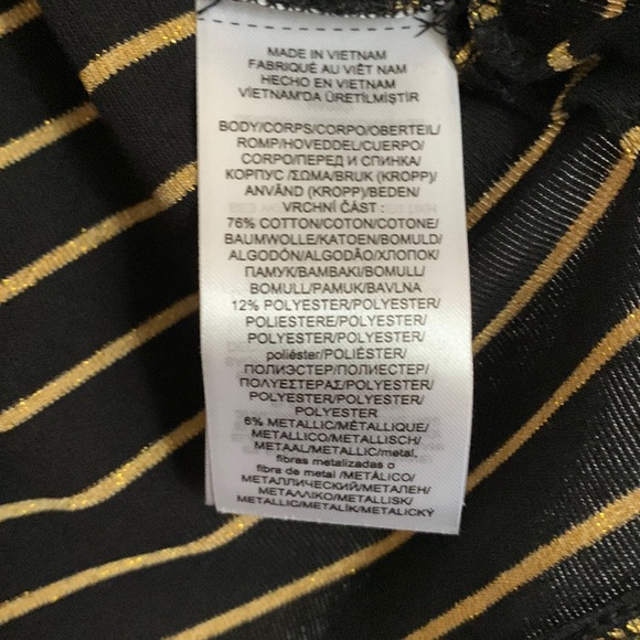 🖤Lauren Ralph Lauren Boat Neck Top Black w/ Gold Sparkling Stripes Cotton NEW🖤 - Picture 8 of 12